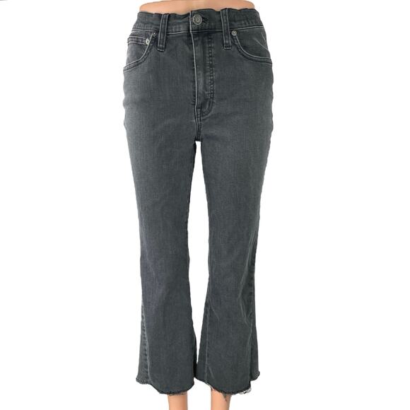 Madewell Women's Black Cropped Cali Demi Bootcut Flared Denim Jeans Size 27 - Picture 1 of 6